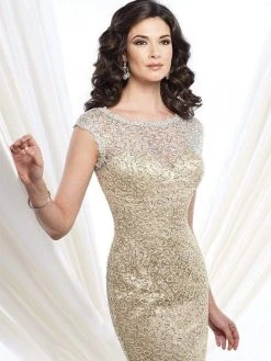 Mon Cheri - 215912 Cap Sleeve Illusion Lace Gown