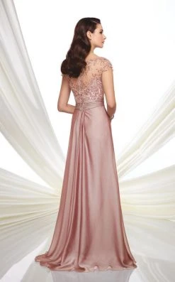 Mon Cheri - 216968 Two Tone Chiffon A-line Dress - 1 Pc Rose In Size 6 Available
