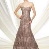 Mon Cheri 216D53 Strapless Beaded Lace Evening Gown