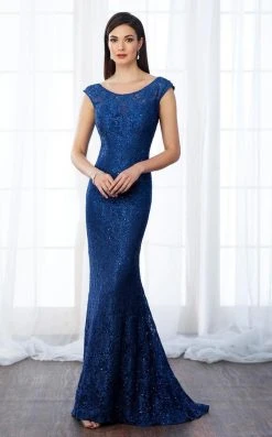Mon Cheri 217644 Cap Sleeve Illusion Lace Trumpet Gown