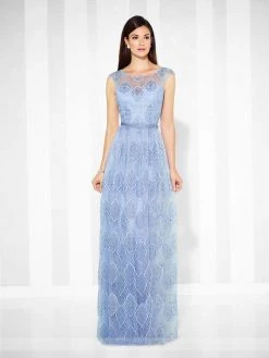 Mon Cheri Allover Soft Lace Sheath Dress 117608 - 1 Pc Lt Periwinkl In Size 6 Available