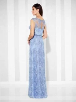 Mon Cheri Allover Soft Lace Sheath Dress 117608 - 1 Pc Lt Periwinkl In Size 6 Available