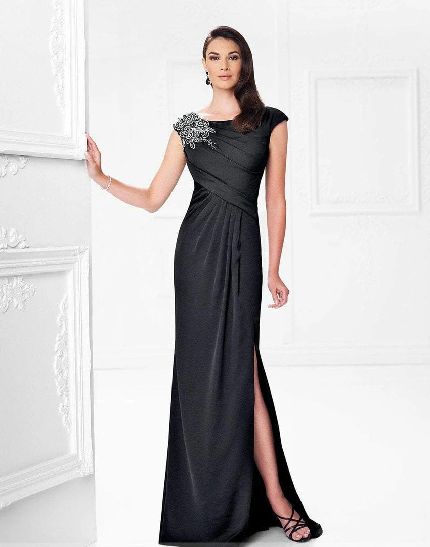 Mon Cheri Beaded Draped Sheath Gown 3 Mon Cheri Beaded Draped Sheath Gown