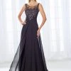 Mon Cheri Beaded Lace Bateau Pleated A-line Gown 118680
