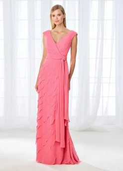 Cameron Blake By Mon Cheri Mon Cheri Cameron Blake Cap Sleeve Wrap Tie Scalloped Evening Gown 118668