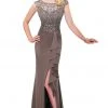 Mon Cheri Cap Sleeve Illusion Gown 117911