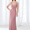 Mon Cheri Draped V-Neck Lace Embellished Gown 118666 - 1 Pc Mink In Size 6 Available