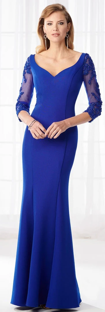 Mon Cheri Fitted V-Neck Seamed Evening Gown 218613 3 Mon Cheri Fitted V-Neck Seamed Evening Gown 218613