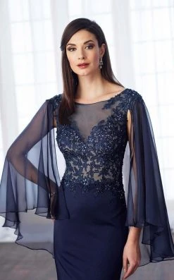 Mon Cheri Laced Illusion Bateau Neck Trumpet Dress 217638 - 1 Pc Navy In Size 18 Available 7 Mon Cheri Laced Illusion Bateau Neck Trumpet Dress 217638 - 1 Pc Navy In Size 18 Available