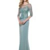 Mon Cheri - Quarter Sleeves Gown In Light Turquoise 115963 1 Mon Cheri - Quarter Sleeves Gown In Light Turquoise 115963