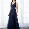 Mon Cheri - Sequined Tulle Sleeveless Gown 217645W - 1 Pc Silver In Size 24W Available