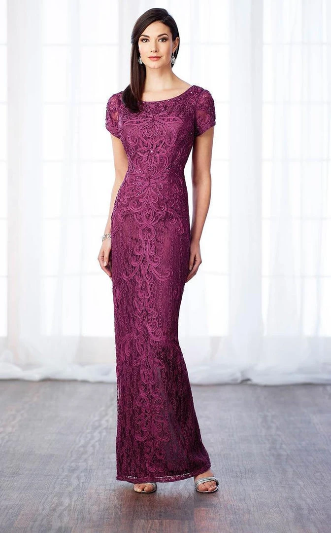 Mon Cheri Short Sleeve Jeweled Lace Sheath Gown 217637 - 1 Pc Dark Raspberry In Size 6 Available 3 Mon Cheri Short Sleeve Jeweled Lace Sheath Gown 217637 - 1 Pc Dark Raspberry In Size 6 Available