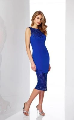 Mon Cheri Sleeveless Bateau Tea Length Dress