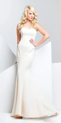 Mon Cheri Strapless Fitted Evening Dress 115704 - 1 Pc Champagne In Size 2 Available