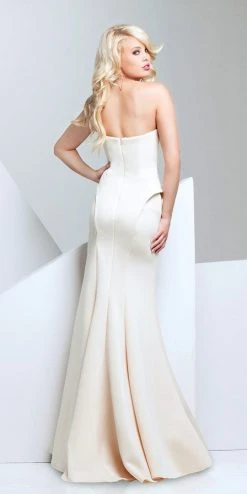 Mon Cheri Strapless Fitted Evening Dress 115704 - 1 Pc Champagne In Size 2 Available