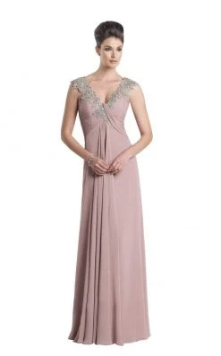 Mon Cheri Wide Lace Shoulder Dress - 1 Pc Mink In Size 12 Available