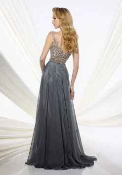 Montage By Mon Cheri - 116940 Beaded Chiffon A-line Dress