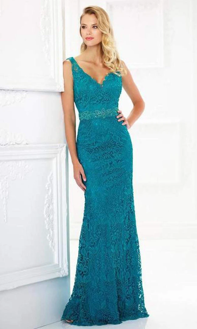 Montage By Mon Cheri - 118968 V-Neck Lace Gown With Detachable Sleeves 3 Montage By Mon Cheri - 118968 V-Neck Lace Gown With Detachable Sleeves