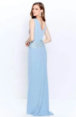 Montage By Mon Cheri - 120904 Embroidered V-Neck Sheath Dress