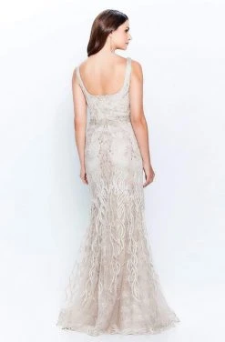 Montage By Mon Cheri - 120921 Metallic Ribbon Plunging V-Neck Gown