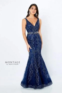 Montage By Mon Cheri - 120921 Metallic Ribbon Plunging V-Neck Gown 23 Montage By Mon Cheri - 120921 Metallic Ribbon Plunging V-Neck Gown