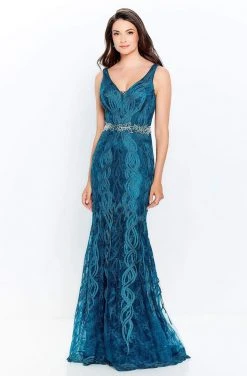 Montage By Mon Cheri - 120921 Metallic Ribbon Plunging V-Neck Gown 18 Montage By Mon Cheri - 120921 Metallic Ribbon Plunging V-Neck Gown