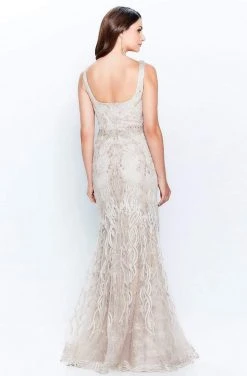 Montage By Mon Cheri - 120921W Embroidered V-Neck Trumpet Dress