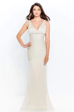 Montage By Mon Cheri - 120922 Ruched Plunging V-Neck Trumpet Dress