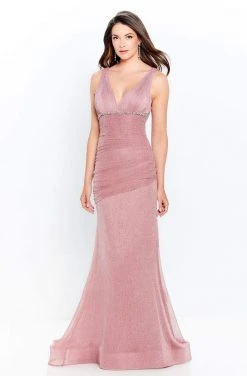 Montage By Mon Cheri - 120922 Ruched Plunging V-Neck Trumpet Dress