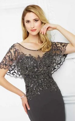 Montage By Mon Cheri - 217947 Sheer Embellished Capelet Bateau Gown 9 Montage By Mon Cheri - 217947 Sheer Embellished Capelet Bateau Gown