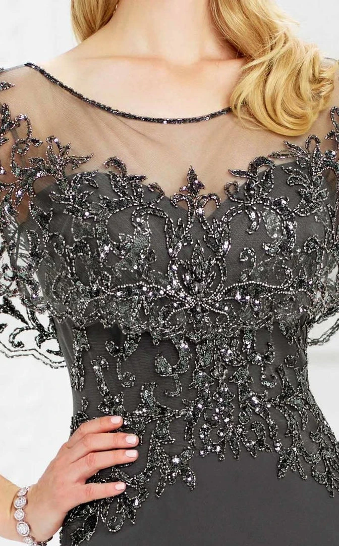 Montage By Mon Cheri - 217947 Sheer Embellished Capelet Bateau Gown 6 Montage By Mon Cheri - 217947 Sheer Embellished Capelet Bateau Gown