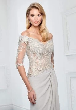 Montage By Mon Cheri - 218905W Sheer Beaded Off-Shoulder Evening Dress 9 Montage By Mon Cheri - 218905W Sheer Beaded Off-Shoulder Evening Dress