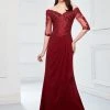 Montage By Mon Cheri - 218905W Sheer Beaded Off-Shoulder Evening Dress