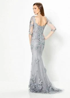 Montage By Mon Cheri - 219978 Embroidered Scoop Neck Long Gown