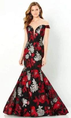 Montage By Mon Cheri - 220952 Floral Deep Off-Shoulder Gown