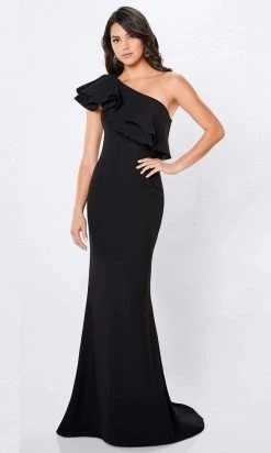 Montage By Mon Cheri - 221975 Embellished Ruffled Asymmetric Long Gown