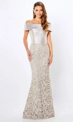 Montage By Mon Cheri - 221977 Off Shoulder Embroidered Evening Dress