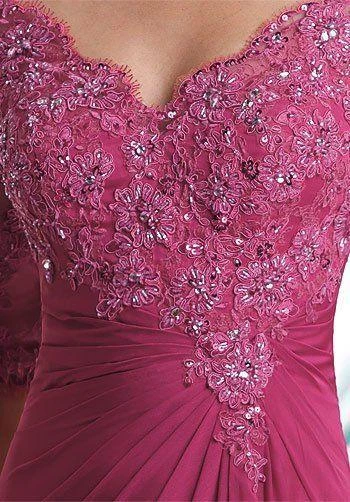 Montage By Mon Cheri Beaded Embroidered Lace Mock-Wrap Chiffon Gown 5 Montage By Mon Cheri Beaded Embroidered Lace Mock-Wrap Chiffon Gown