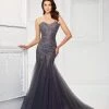 Montage By Mon Cheri - Beaded Lace Sweetheart Dress 118964W - 1 Pc Gunmetal In Size 20W Available