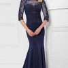 Montage By Mon Cheri - Fit And Flare Gown 117910W - 1 Pc Navy In Size 22W Available