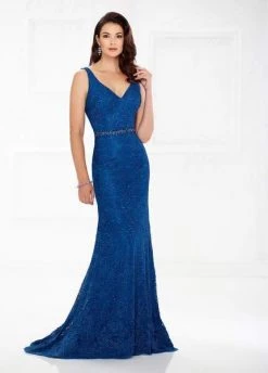 Montage By Mon Cheri - Sheath Gown With Long-Sleeved Jacket 118983 - 1 Pc Dark Peacock In Size 16 Available