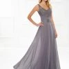 Montage By Mon Cheri - V-neck Chiffon A-line Gown 118976