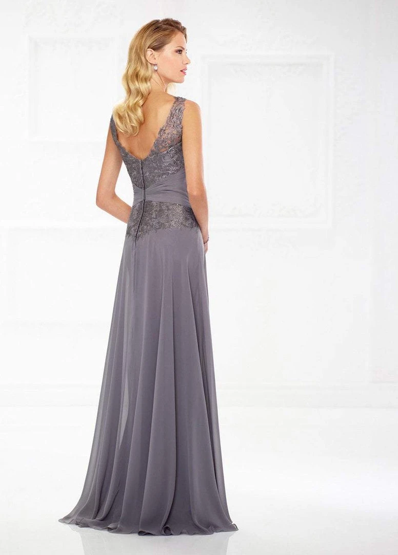 Montage By Mon Cheri - V-neck Chiffon A-line Gown 118976 4 Montage By Mon Cheri - V-neck Chiffon A-line Gown 118976