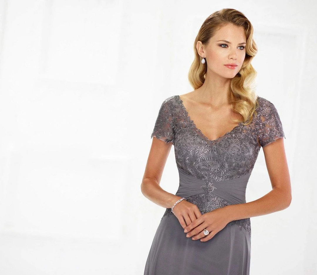 Montage By Mon Cheri - V-neck Chiffon A-line Gown 118976 5 Montage By Mon Cheri - V-neck Chiffon A-line Gown 118976