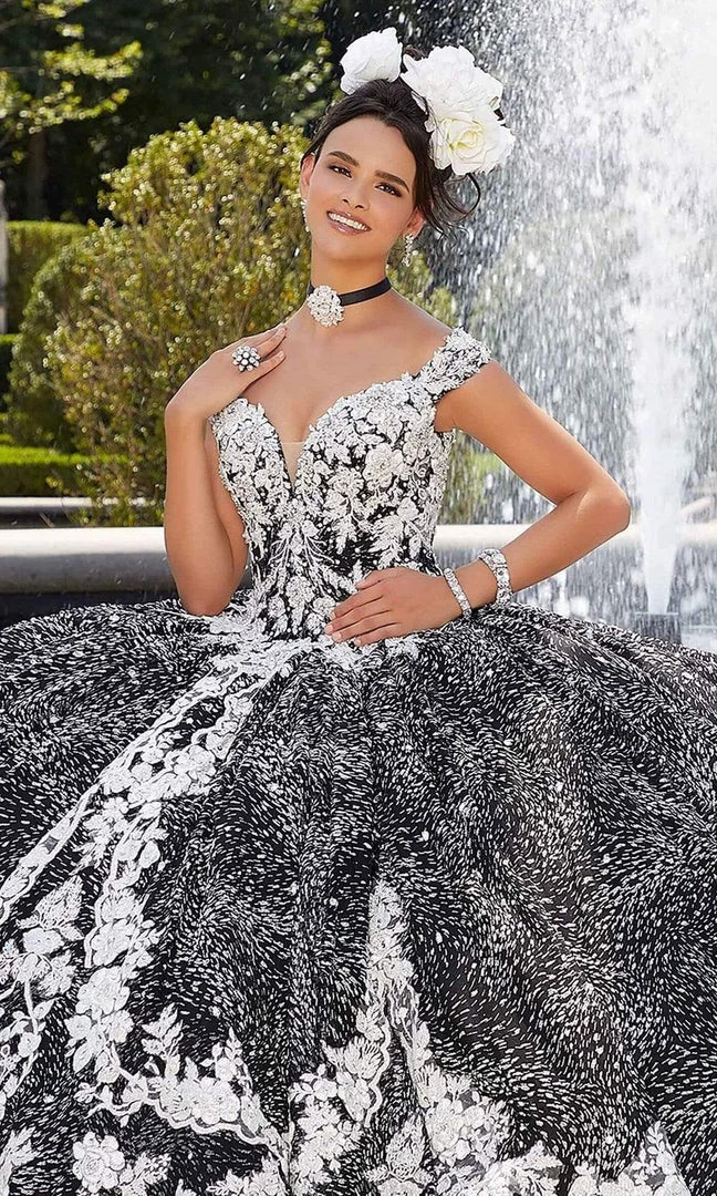 Mori Lee - 34042 Plunging Floral Embroidered Ballgown 6 Mori Lee - 34042 Plunging Floral Embroidered Ballgown