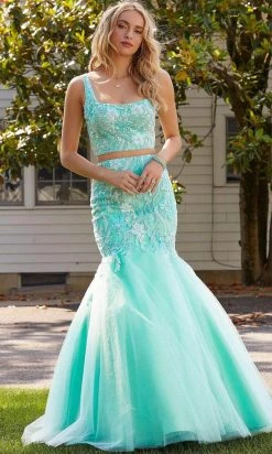 Mori Lee 47043 - Two-piece Sleeveless Square Neck Long Gown