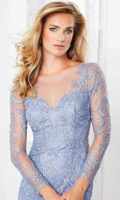 MGNY By Mori Lee Mori Lee - 72301 Illusion Neckline And Sleeve Beaded Sheath Godet Gown