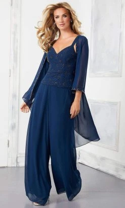 MGNY By Mori Lee Mori Lee - 72303 3 Piece Set Beaded Chiffon Pant Suit