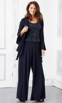 MGNY By Mori Lee Mori Lee - 72304 3 Piece Set Crystal Beaded Top Jersey Pant Suit