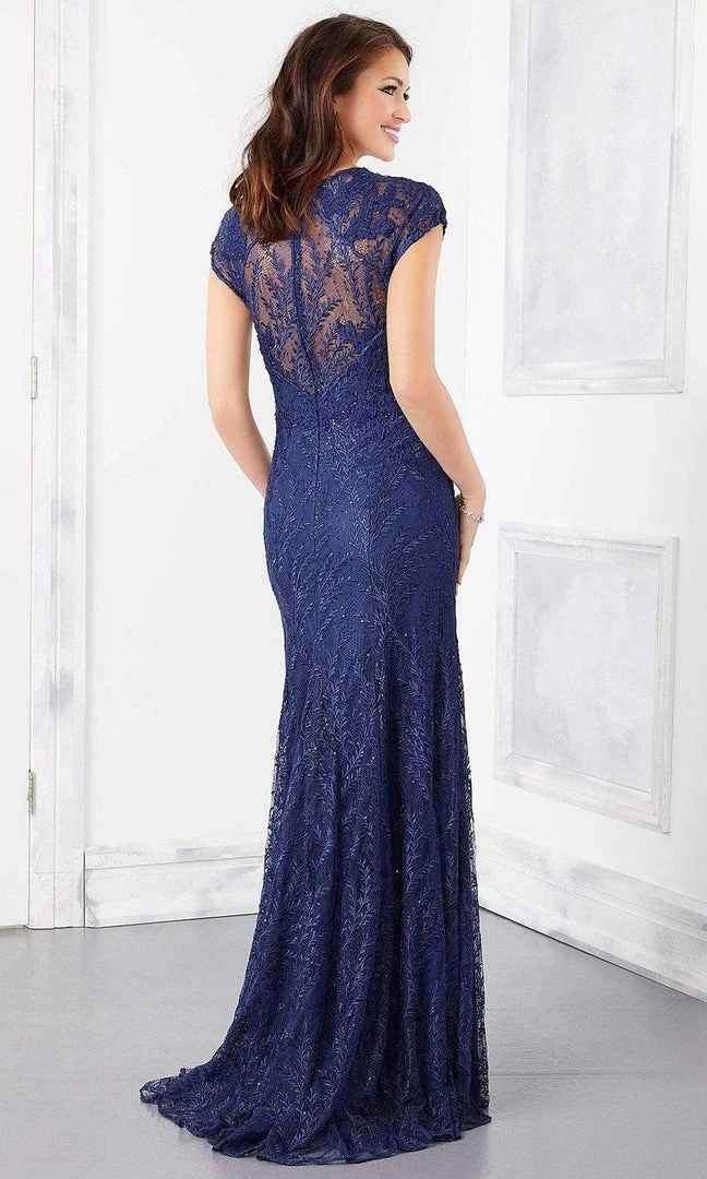 MGNY By Mori Lee Mori Lee - 72305 Crystal Beaded Lace High Neckline Sheath Gown 4 MGNY By Mori Lee Mori Lee - 72305 Crystal Beaded Lace High Neckline Sheath Gown